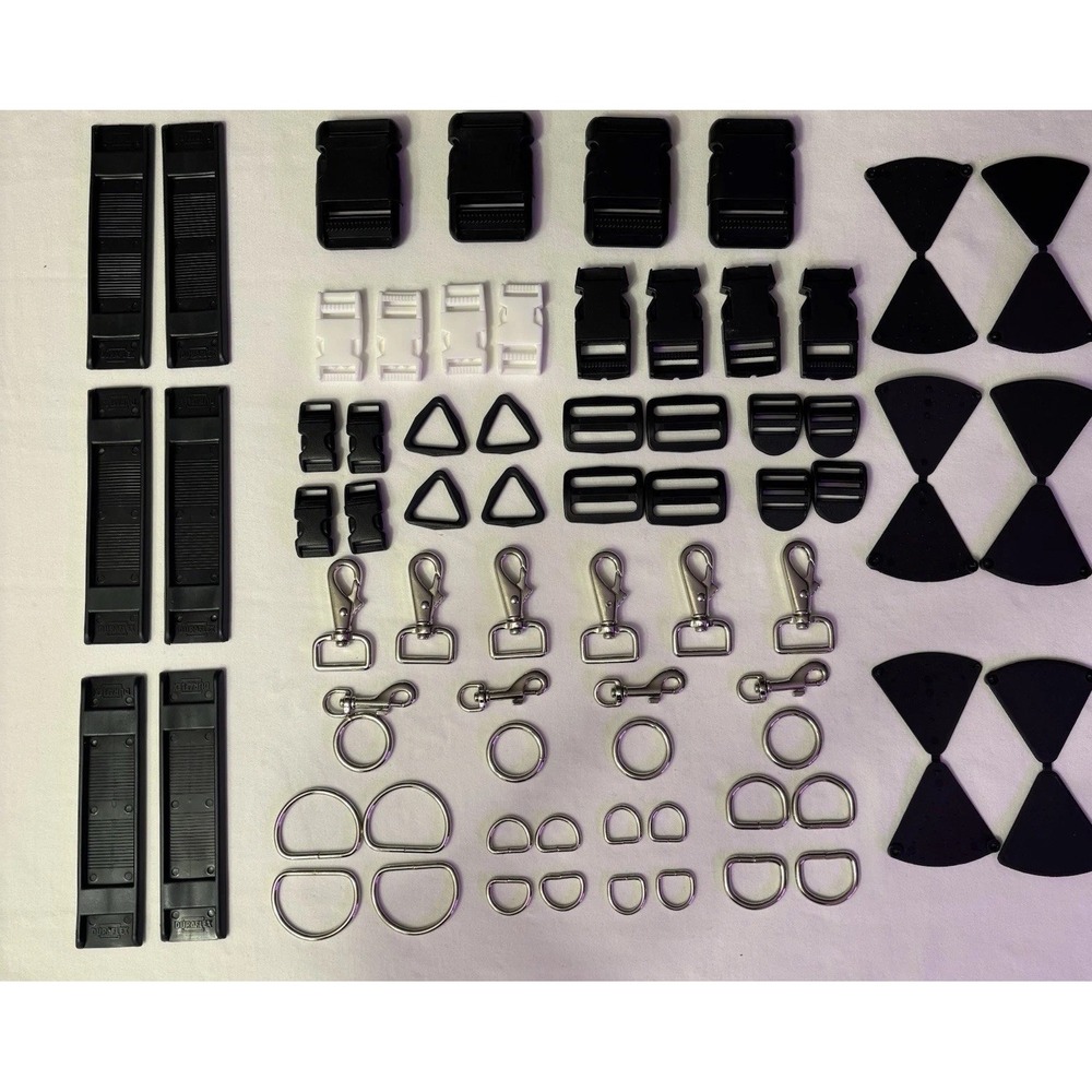 Mixed Bag Hardware Lot – Heavy‎ Duty Metal + Plastic Clips, Buckles, D-Rings Sew